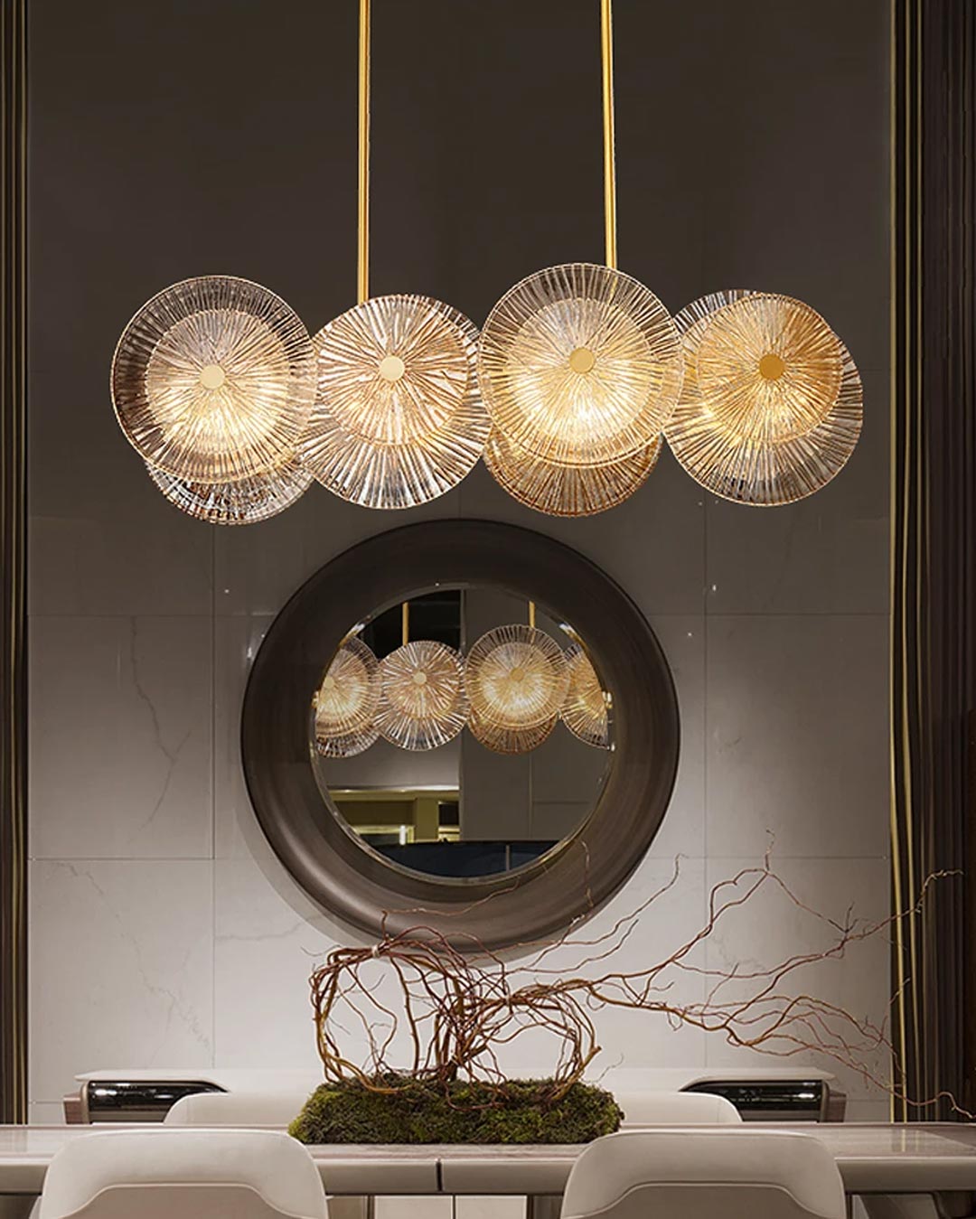 Lotus Leaves Glow (Gold) Chandelier
